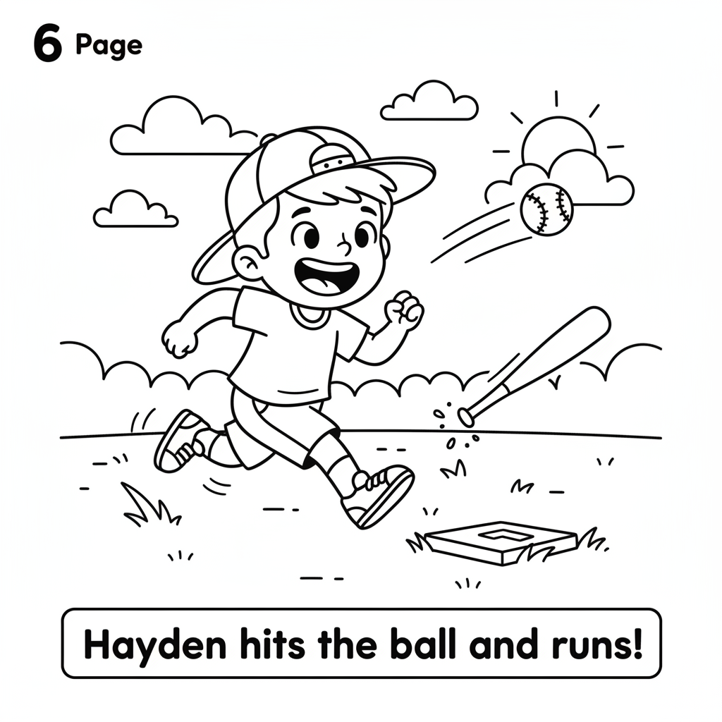 Page 6 - Hayden hits the ball and sprints towards first base