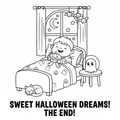 Page 12 - Sweet Halloween Dreams, child sleeping with Halloween plush toys