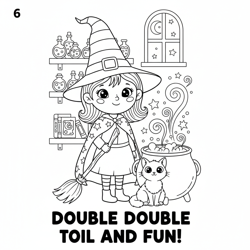 Page 6 - Little Witch with cauldron and black cat
