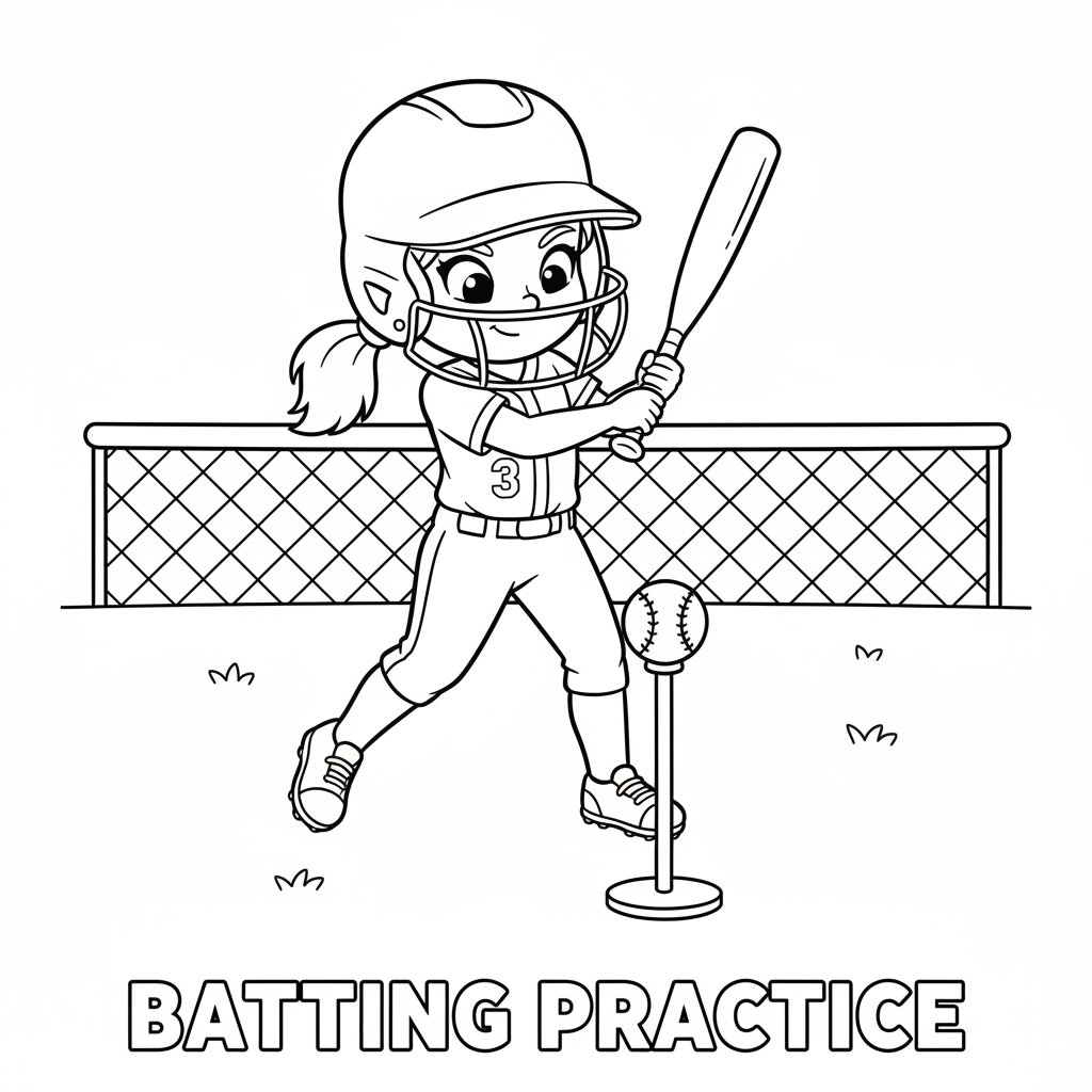 Page 3 - Harlee swinging at a batting tee during batting practice