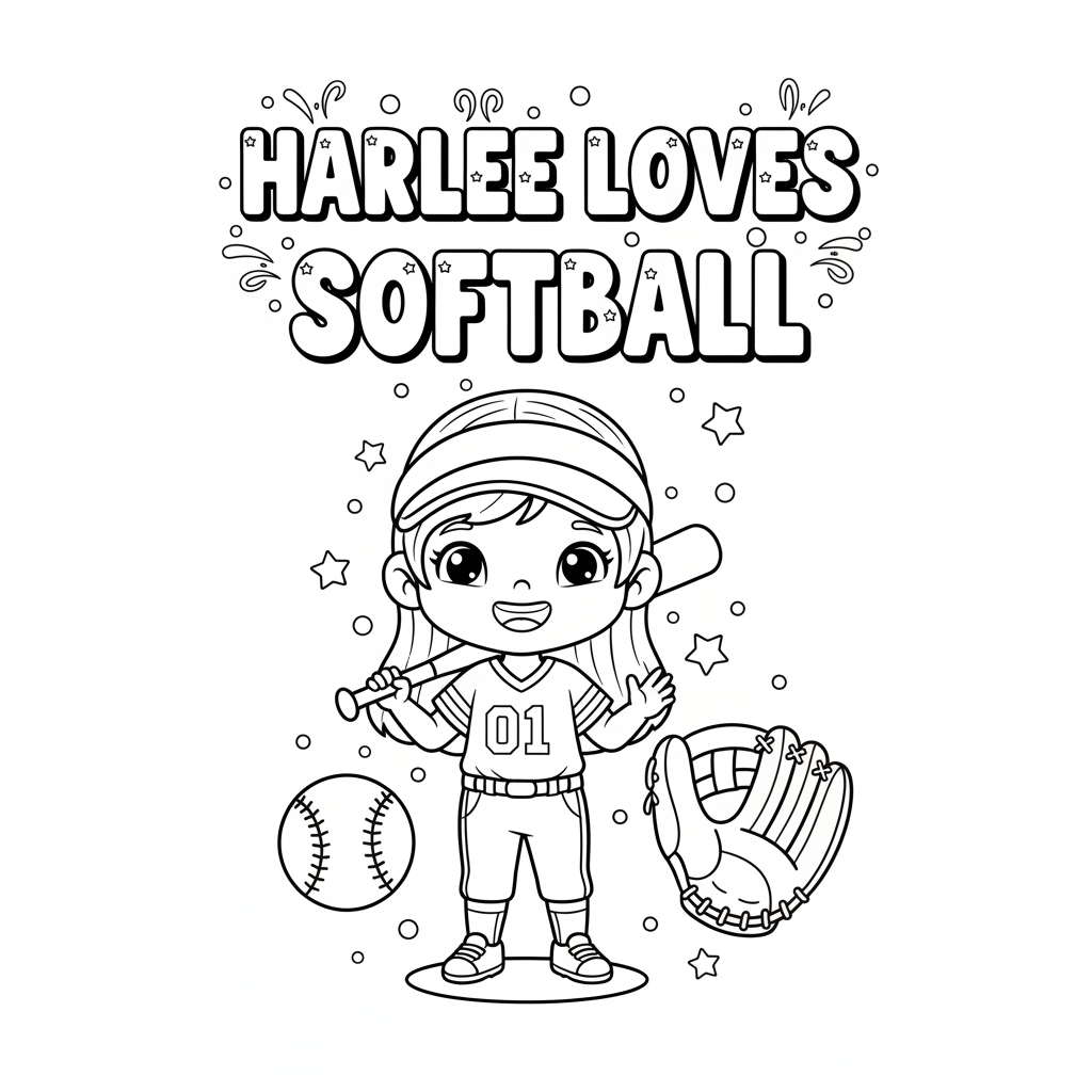 Page 1 - Harlee Loves Softball title page