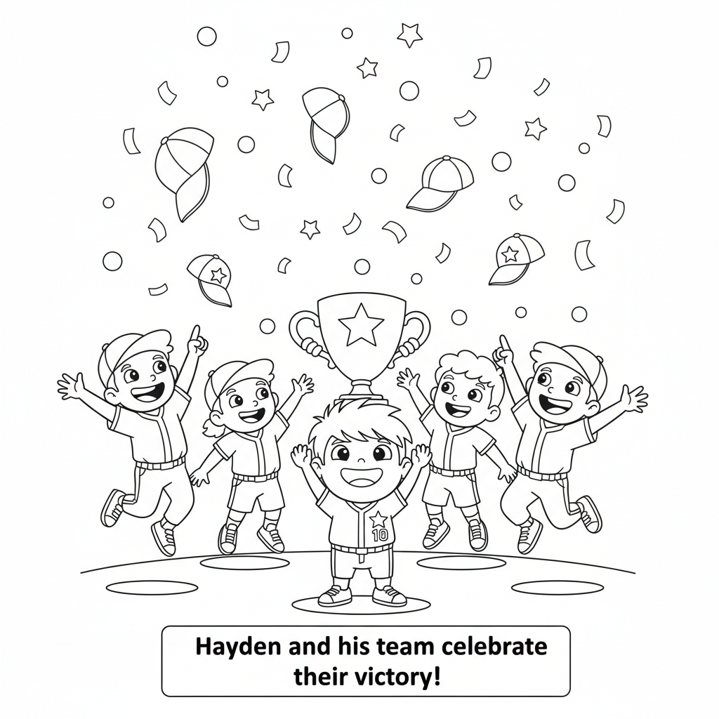 Page 10 - Hayden and his teammates celebrate their victory with a trophy and confetti